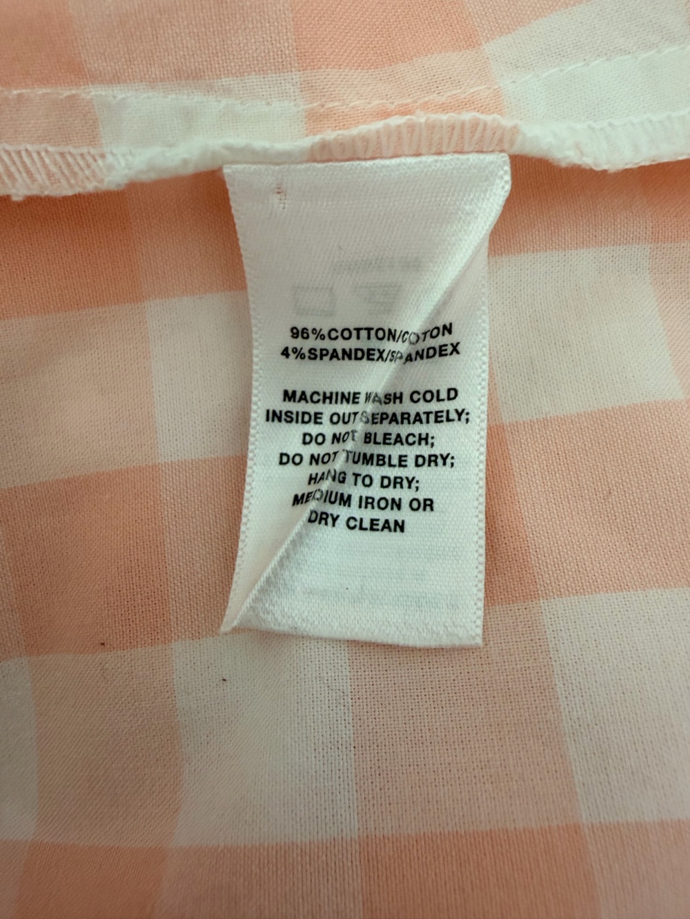 Lafayette 148 New York Peach and White Gingham Button-Up Shirt | S - Picture 4 of 4